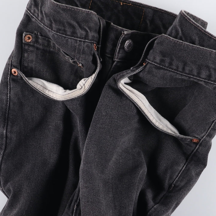00'S Levi's 505 REGULAR FIT STRAIGHT LEG black denim tapered denim pants for men, size w34 cotton black type Vintage Second Hand