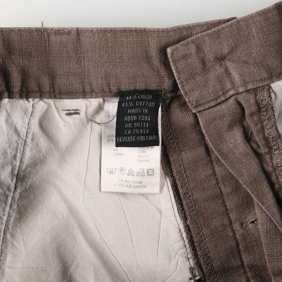 JNS 4YOUJEANS Linen x Cotton Pants, Men's, Size 34 linen brown type Vintage Second Hand