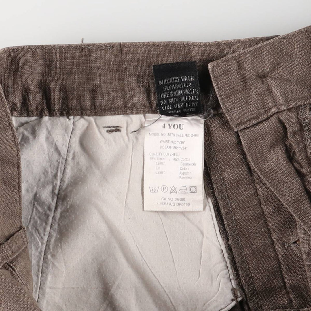 JNS 4YOUJEANS Linen x Cotton Pants, Men's, Size 34 linen brown type Vintage Second Hand