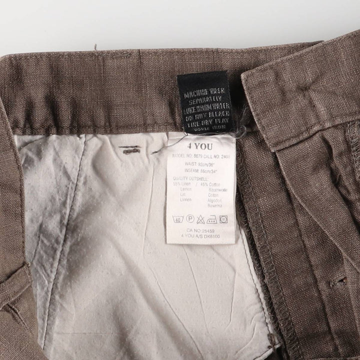 JNS 4YOUJEANS Linen x Cotton Pants, Men's, Size 34 linen brown type Vintage Second Hand