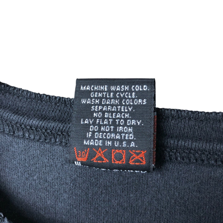 00'S Harley-Davidson Henley neck long T-shirt, made in the USA, men's size L cotton black type Vintage Second Hand