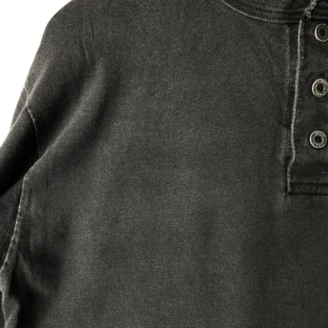 00'S Harley-Davidson Henley neck long T-shirt, made in the USA, men's size L cotton black type Vintage Second Hand