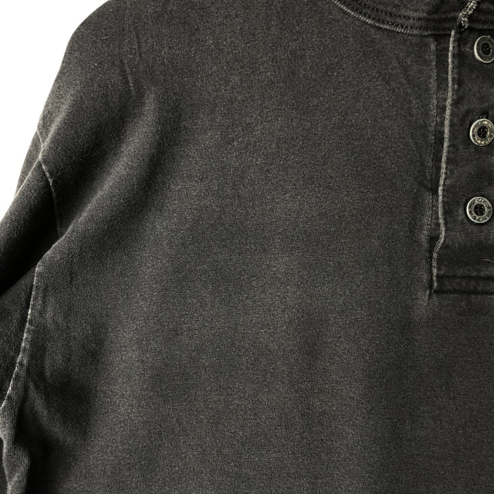 00'S Harley-Davidson Henley neck long T-shirt, made in the USA, men's size L cotton black type Vintage Second Hand