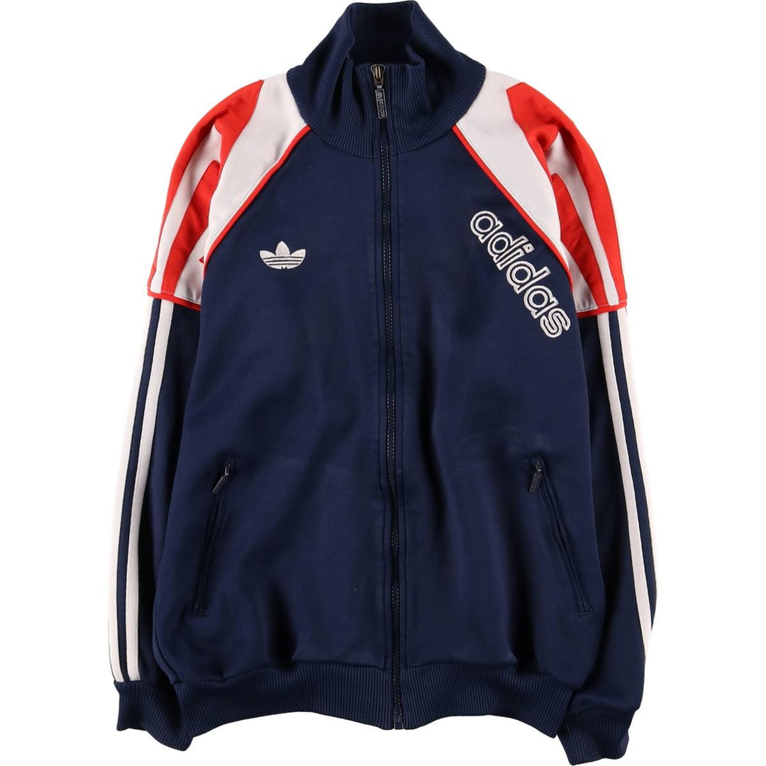 80'S Adidas Jersey Hoodie Track Jacket Women's Size L polyester navy blue type Vintage Second Hand