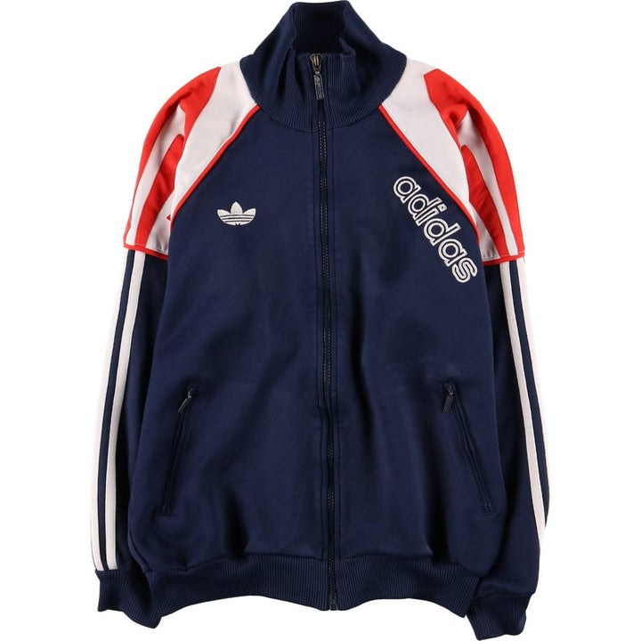 80'S Adidas Jersey Hoodie Track Jacket Women's Size L polyester navy blue type Vintage Second Hand