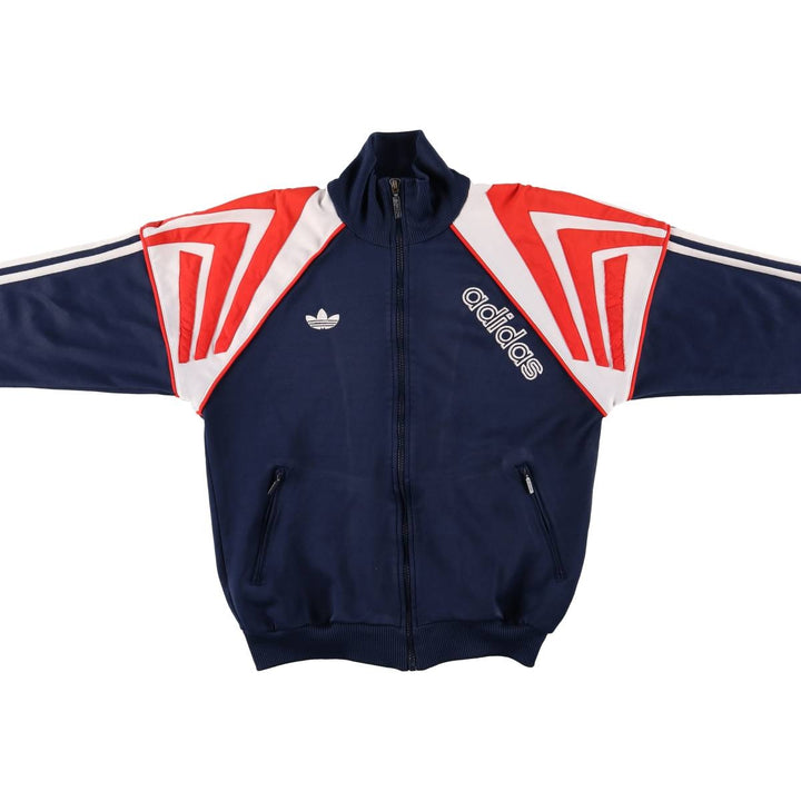 80'S Adidas Jersey Hoodie Track Jacket Women's Size L polyester navy blue type Vintage Second Hand