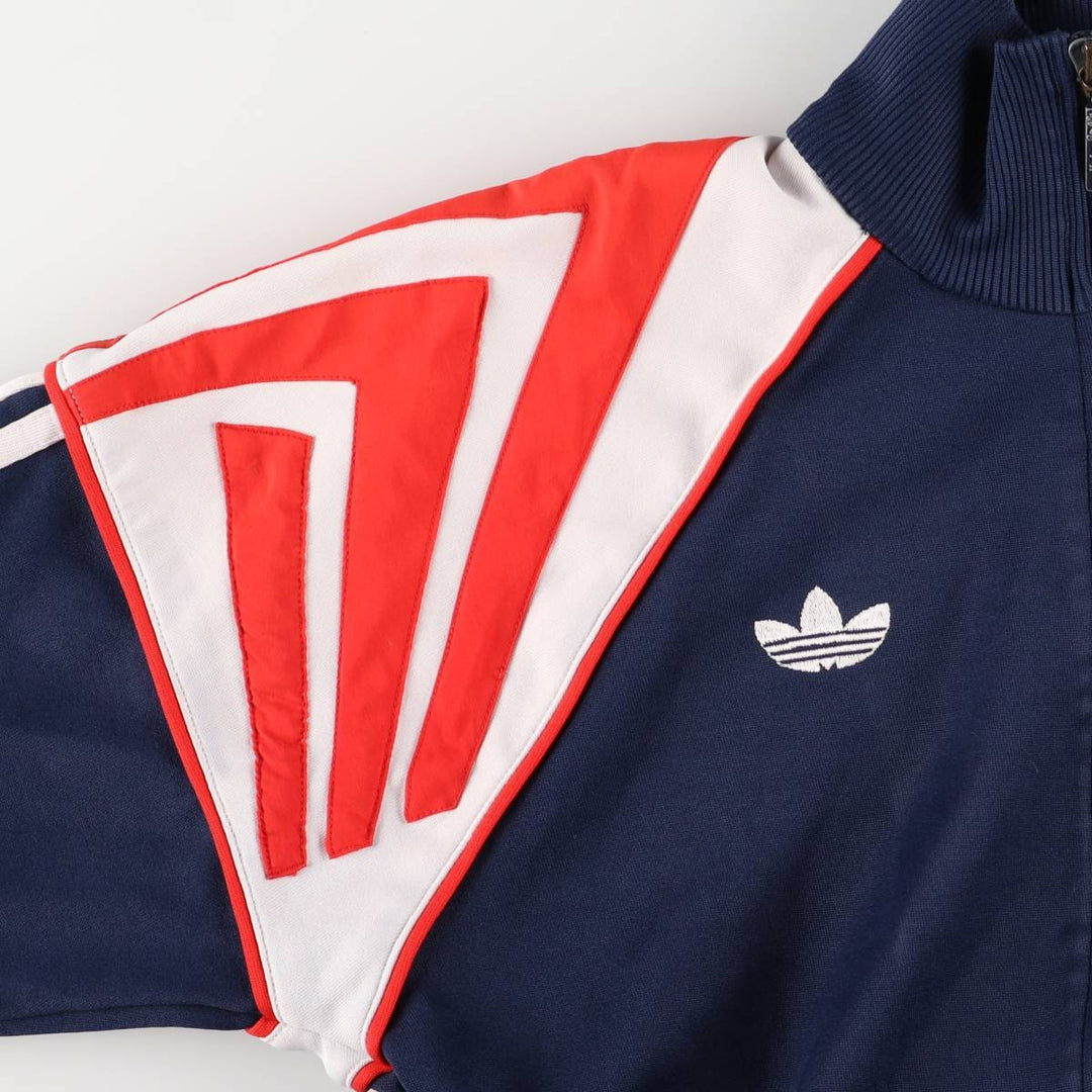 80'S Adidas Jersey Hoodie Track Jacket Women's Size L polyester navy blue type Vintage Second Hand