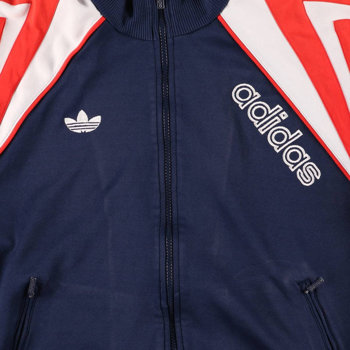 80'S Adidas Jersey Hoodie Track Jacket Women's Size L polyester navy blue type Vintage Second Hand