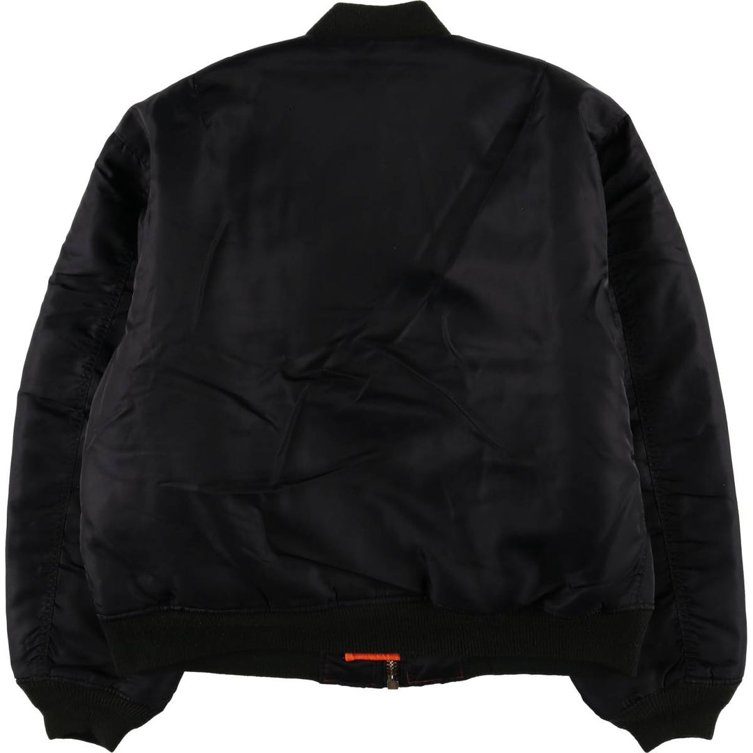 Civilian MA-1 style padded military flight jacket, men's size L Nylon black type Vintage Second Hand