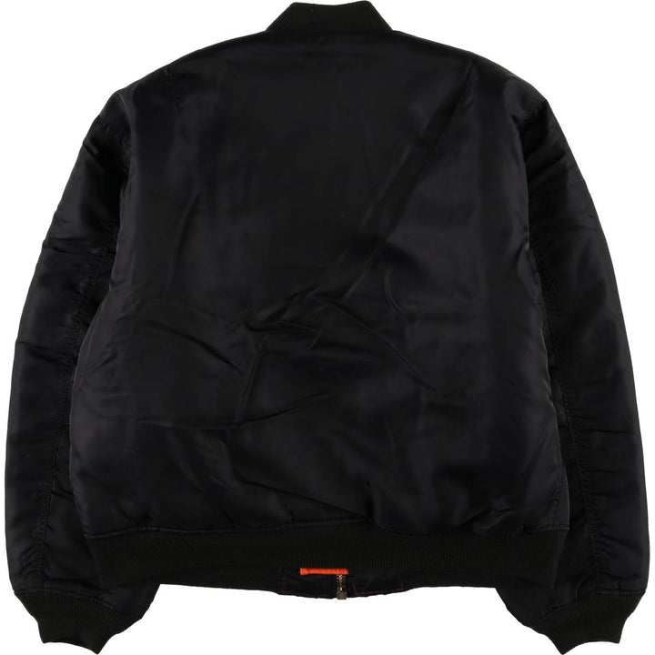 Civilian MA-1 style padded military flight jacket, men's size L Nylon black type Vintage Second Hand