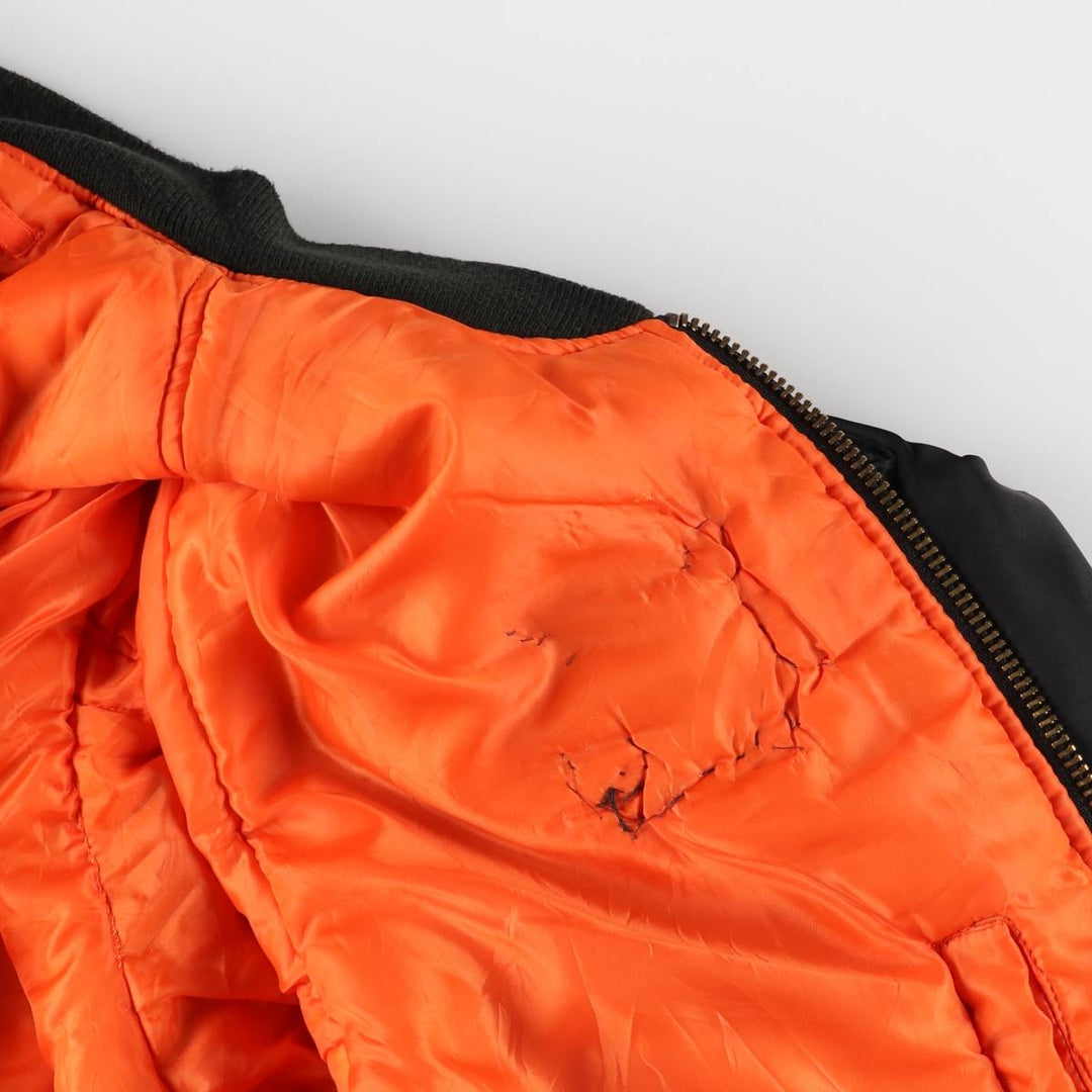 Civilian MA-1 style padded military flight jacket, men's size L Nylon black type Vintage Second Hand