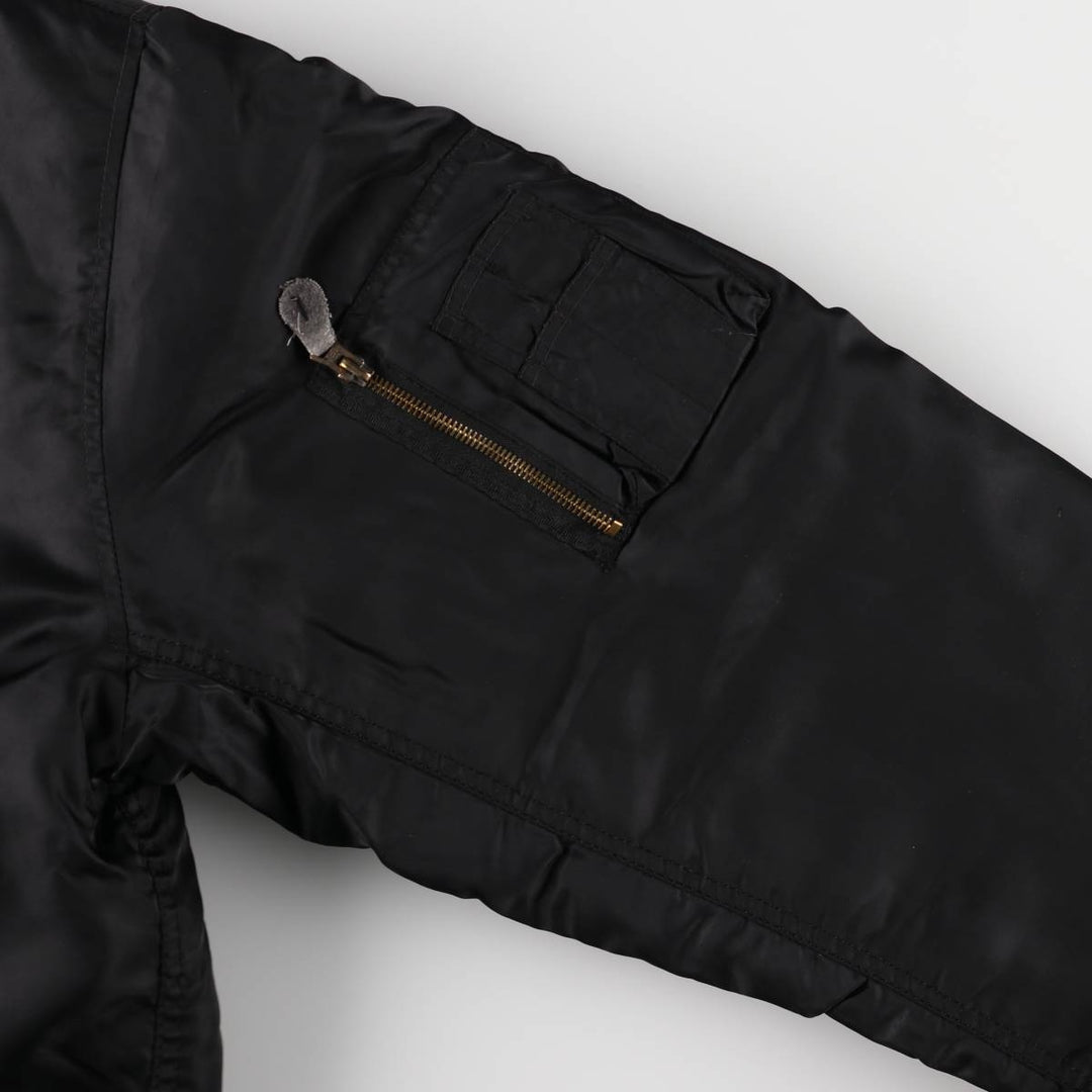 Civilian MA-1 style padded military flight jacket, men's size L Nylon black type Vintage Second Hand