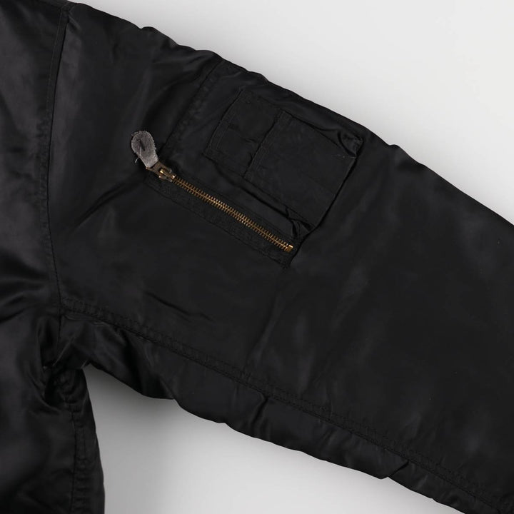 Civilian MA-1 style padded military flight jacket, men's size L Nylon black type Vintage Second Hand
