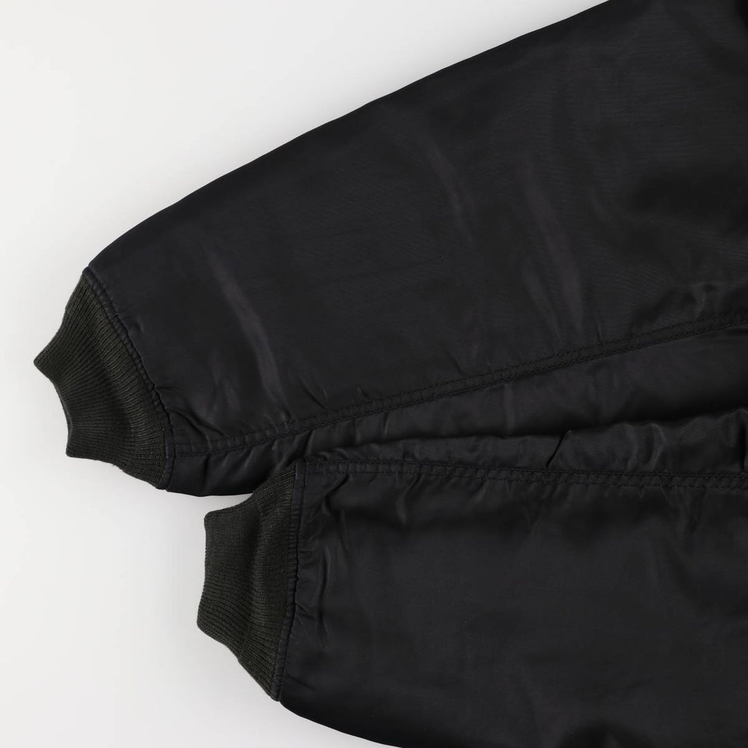 Civilian MA-1 style padded military flight jacket, men's size L Nylon black type Vintage Second Hand