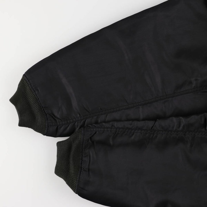 Civilian MA-1 style padded military flight jacket, men's size L Nylon black type Vintage Second Hand