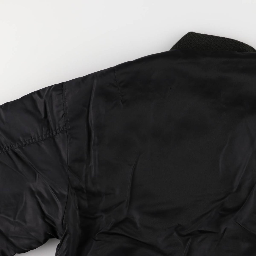 Civilian MA-1 style padded military flight jacket, men's size L Nylon black type Vintage Second Hand