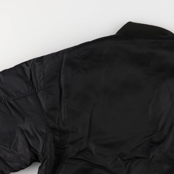 Civilian MA-1 style padded military flight jacket, men's size L Nylon black type Vintage Second Hand