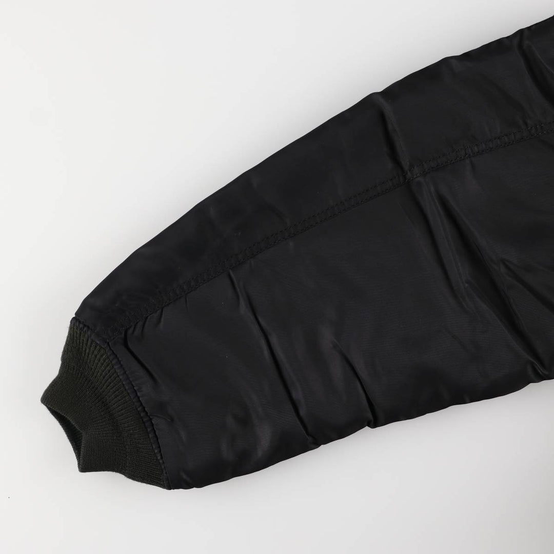 Civilian MA-1 style padded military flight jacket, men's size L Nylon black type Vintage Second Hand