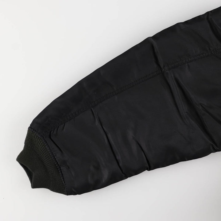 Civilian MA-1 style padded military flight jacket, men's size L Nylon black type Vintage Second Hand