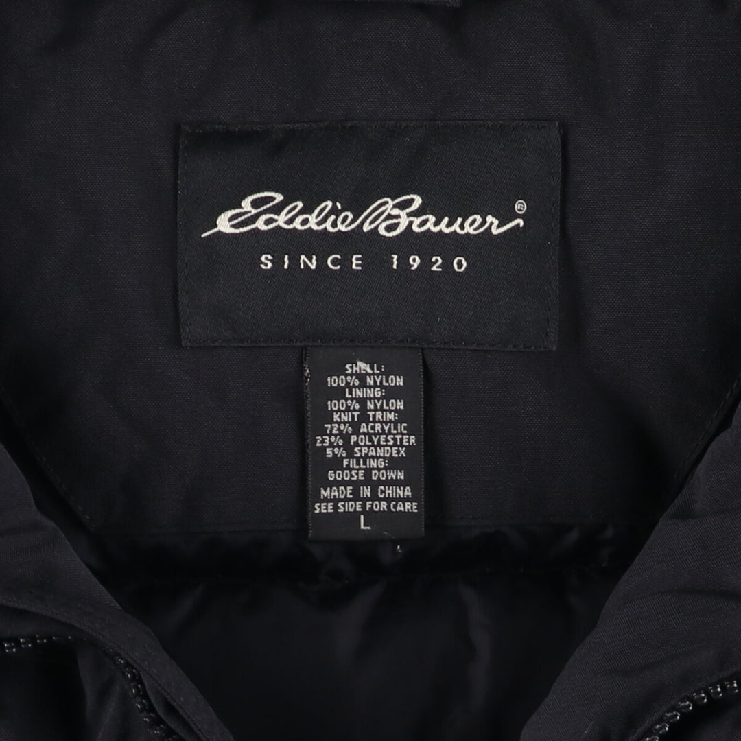 00'S Eddie Bauer goose down jacket, men's size L Nylon black type Vintage Second Hand