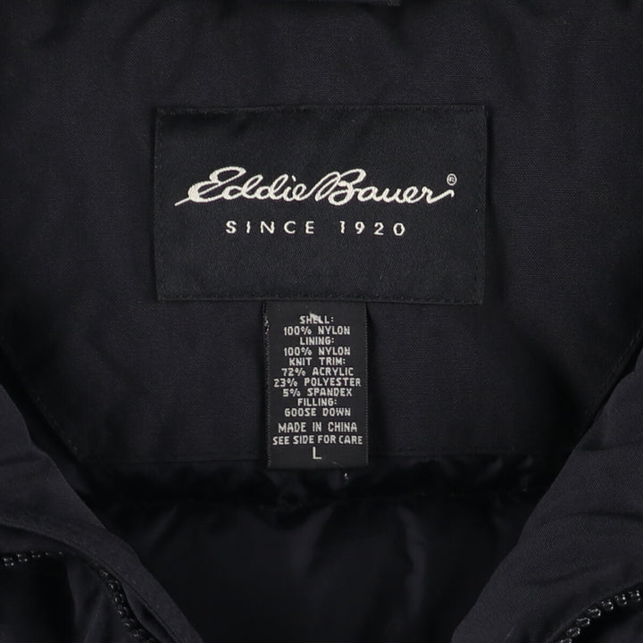 00'S Eddie Bauer goose down jacket, men's size L Nylon black type Vintage Second Hand