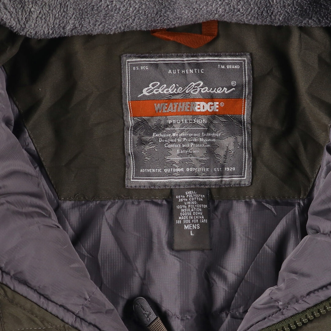 Eddie Bauer WEATHEREDGE Goose Down Jacket, Men's Size L polyester Khaki type Vintage Second Hand
