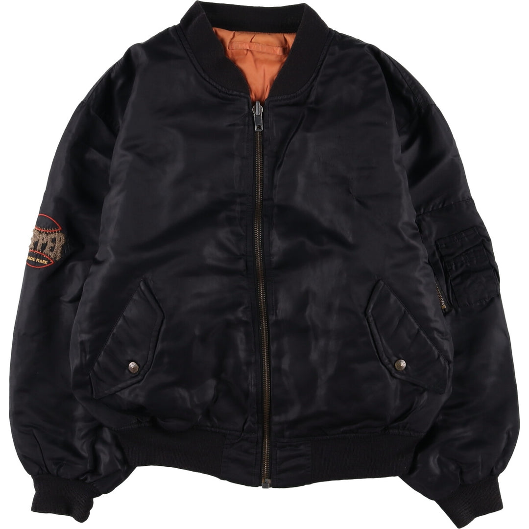 Vintage PEPPER MA-1 style padded military flight jacket, made in Italy, men's size M. Nylon black type Vintage Second Hand