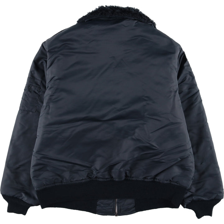 Vintage 1970s-1980'S Timber King B-15 style military flight jacket with stars and stripes, padded, size L, men's unclear navy blue type Vintage Second Hand