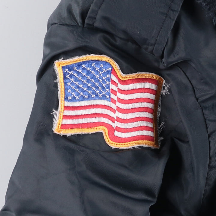 Vintage 1970s-1980'S Timber King B-15 style military flight jacket with stars and stripes, padded, size L, men's unclear navy blue type Vintage Second Hand