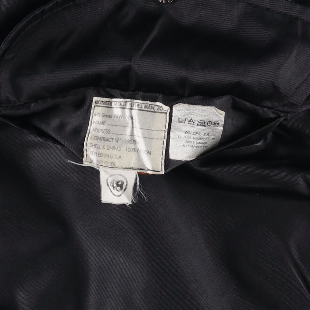 ZOLDER MA-1 Type Military Flight Jacket, Men's Size L Nylon black type Vintage Second Hand