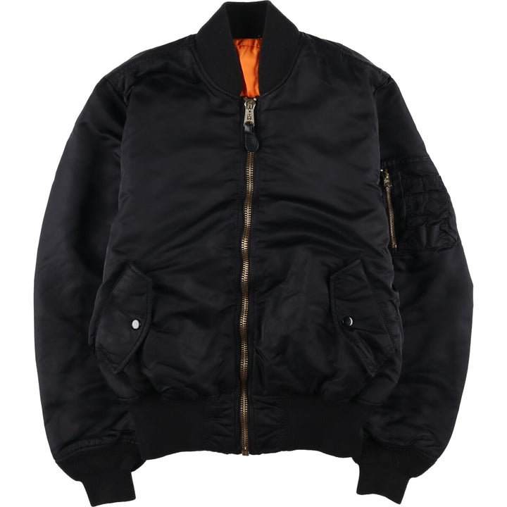 90'S civilian Alpha MA-1 style padded military flight jacket, men's size small, vintage Nylon black type Vintage Second Hand