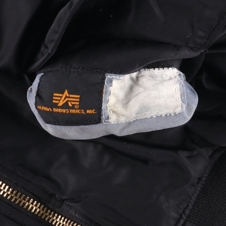 90'S civilian Alpha MA-1 style padded military flight jacket, men's size small, vintage Nylon black type Vintage Second Hand