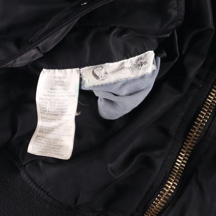 90'S civilian Alpha MA-1 style padded military flight jacket, men's size small, vintage Nylon black type Vintage Second Hand