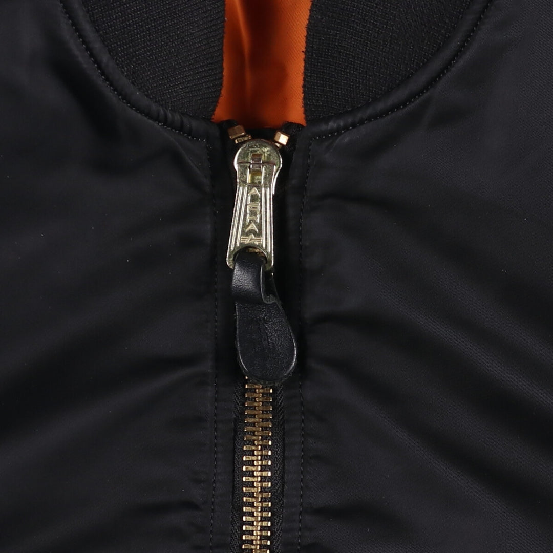 90'S civilian Alpha MA-1 style padded military flight jacket, men's size small, vintage Nylon black type Vintage Second Hand