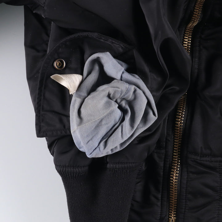 90'S civilian Alpha MA-1 style padded military flight jacket, men's size small, vintage Nylon black type Vintage Second Hand
