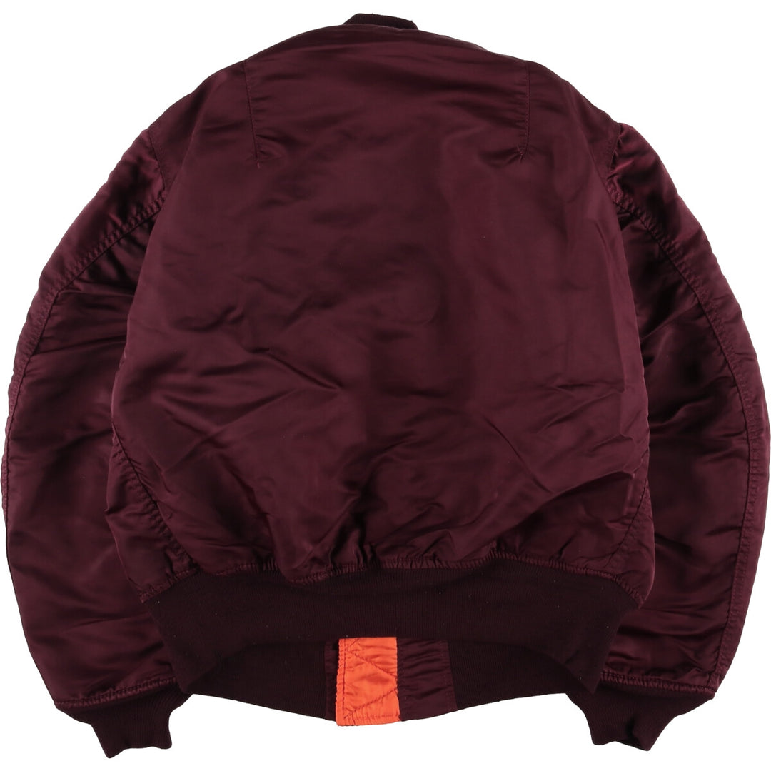 80s-90'S Civilian Alpha MA-1 Style Padded Military Flight Jacket, Made in USA, Men's Size L Nylon wine-red Vintage Second Hand