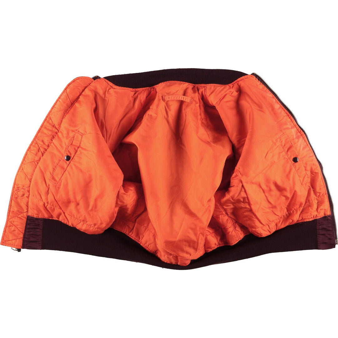 80s-90'S Civilian Alpha MA-1 Style Padded Military Flight Jacket, Made in USA, Men's Size L Nylon wine-red Vintage Second Hand