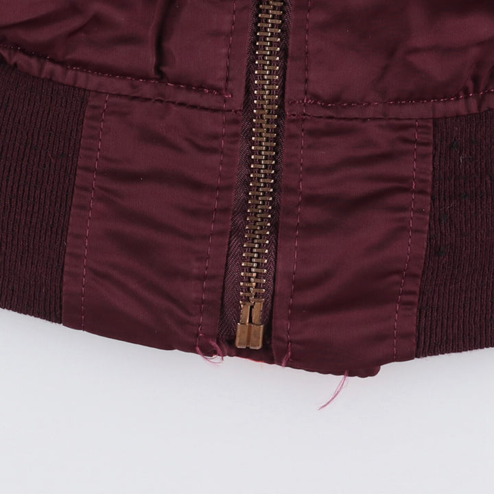 80s-90'S Civilian Alpha MA-1 Style Padded Military Flight Jacket, Made in USA, Men's Size L Nylon wine-red Vintage Second Hand