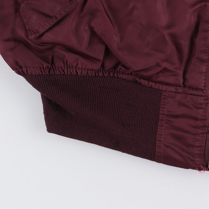 80s-90'S Civilian Alpha MA-1 Style Padded Military Flight Jacket, Made in USA, Men's Size L Nylon wine-red Vintage Second Hand