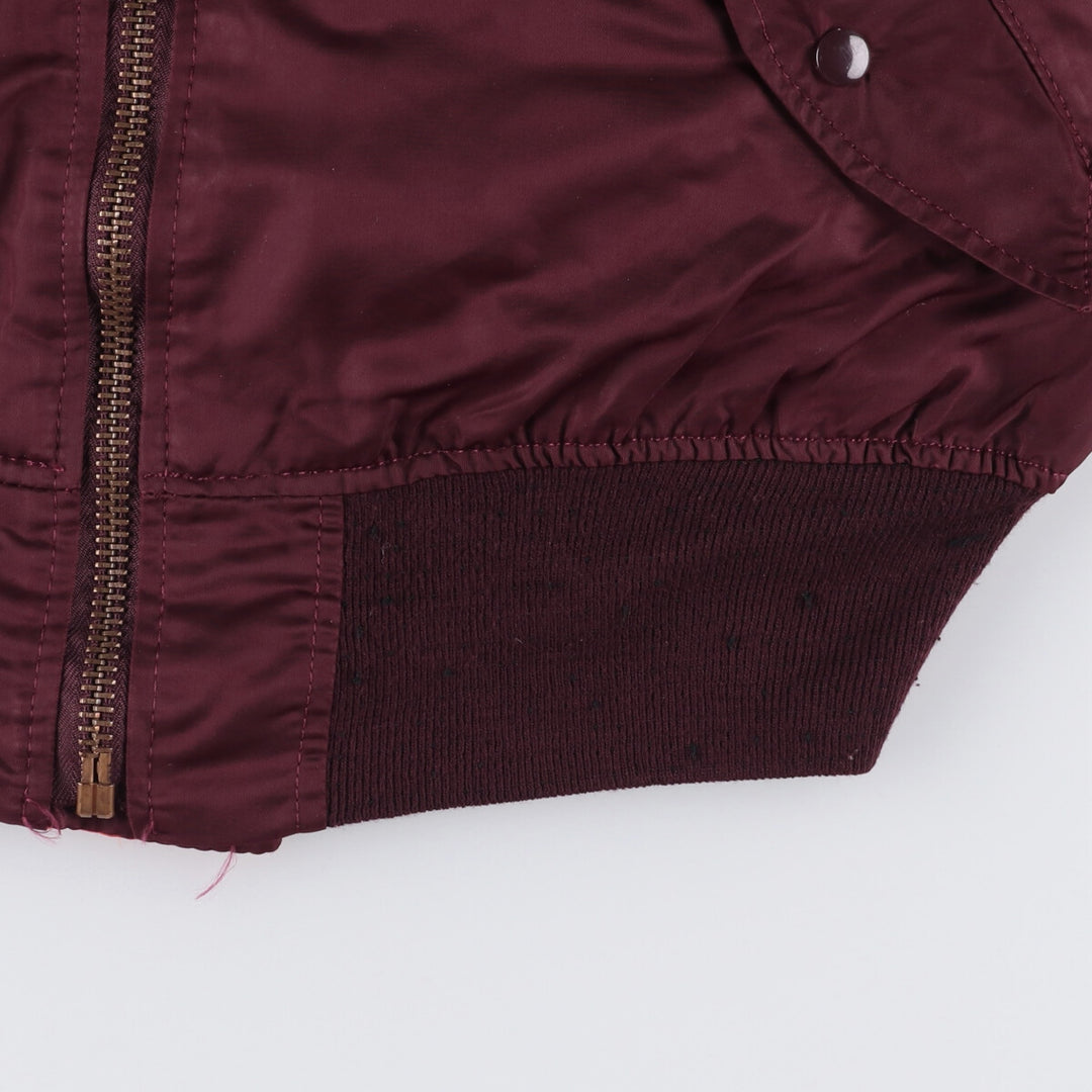 80s-90'S Civilian Alpha MA-1 Style Padded Military Flight Jacket, Made in USA, Men's Size L Nylon wine-red Vintage Second Hand