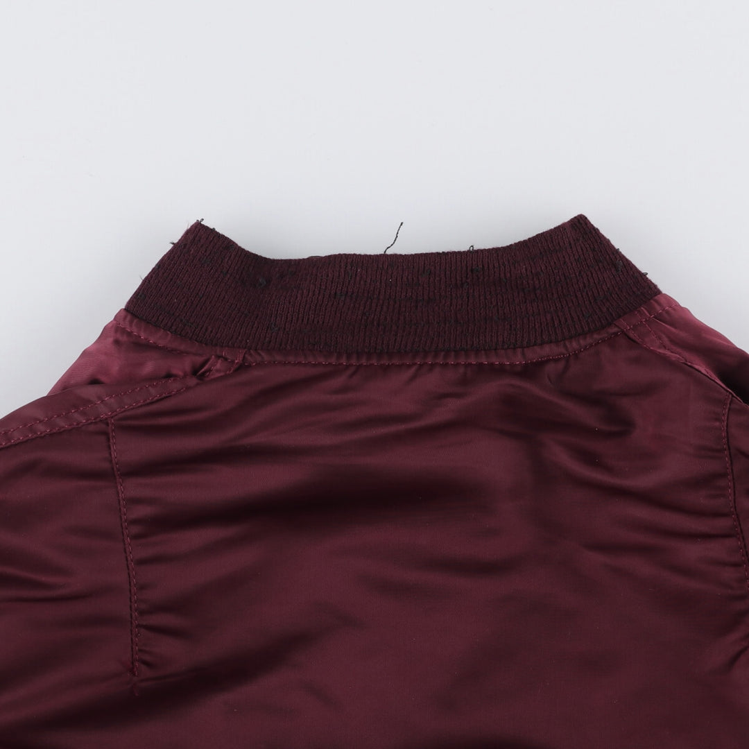 80s-90'S Civilian Alpha MA-1 Style Padded Military Flight Jacket, Made in USA, Men's Size L Nylon wine-red Vintage Second Hand