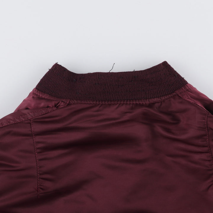 80s-90'S Civilian Alpha MA-1 Style Padded Military Flight Jacket, Made in USA, Men's Size L Nylon wine-red Vintage Second Hand