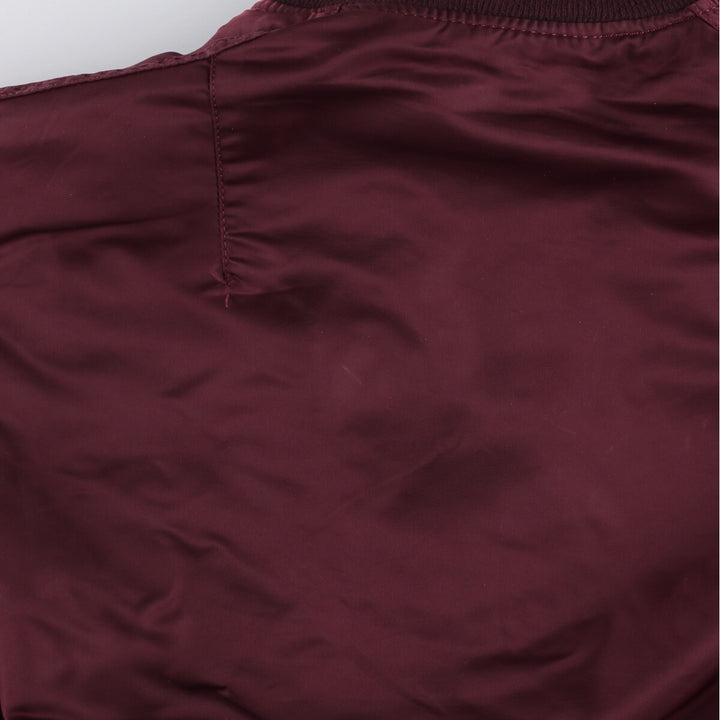 80s-90'S Civilian Alpha MA-1 Style Padded Military Flight Jacket, Made in USA, Men's Size L Nylon wine-red Vintage Second Hand