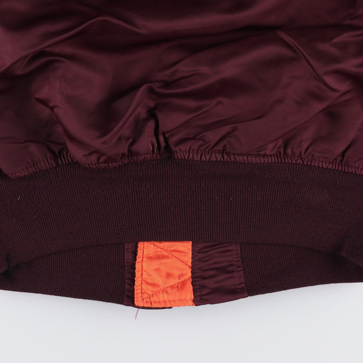 80s-90'S Civilian Alpha MA-1 Style Padded Military Flight Jacket, Made in USA, Men's Size L Nylon wine-red Vintage Second Hand
