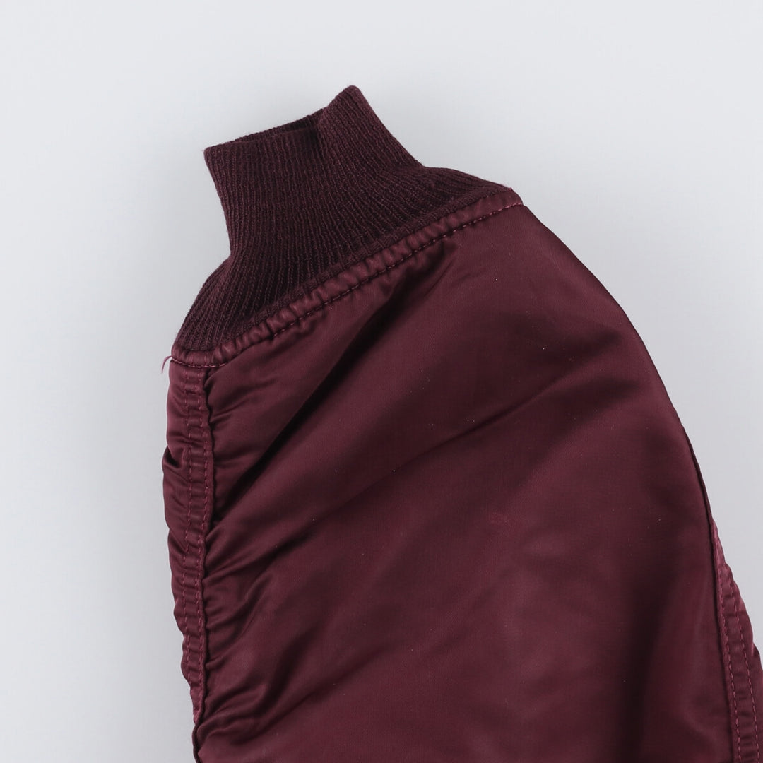 80s-90'S Civilian Alpha MA-1 Style Padded Military Flight Jacket, Made in USA, Men's Size L Nylon wine-red Vintage Second Hand