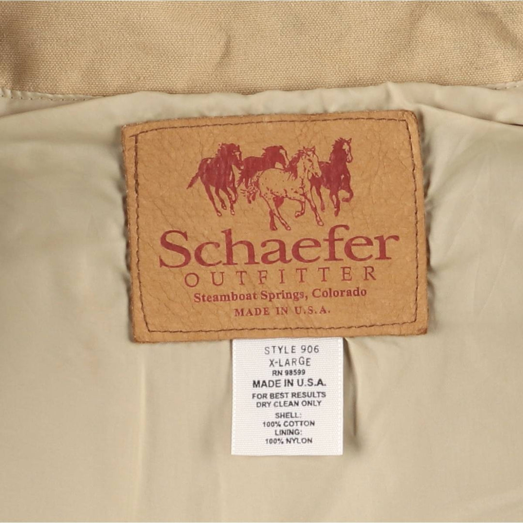 Schaefer Duck Vest, Made in USA, Men's XL cotton Beige type Vintage Second Hand