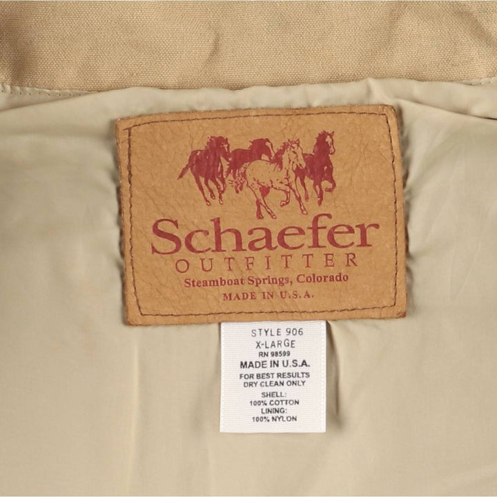 Schaefer Duck Vest, Made in USA, Men's XL cotton Beige type Vintage Second Hand