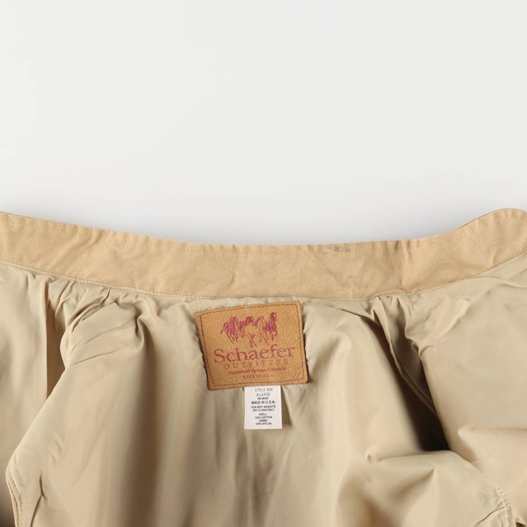 Schaefer Duck Vest, Made in USA, Men's XL cotton Beige type Vintage Second Hand