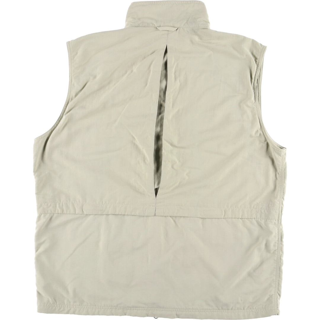 Columbia Titanium Stand Collar Fishing Vest, Men's XL Nylon Khaki type beige Vintage Second Hand