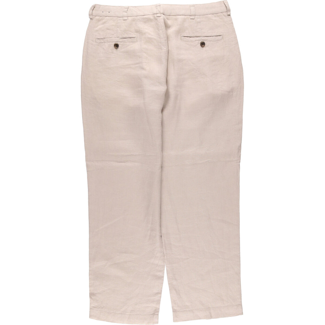 Brooks Brothers 346 Linen Pants, Men's Size 35 (equivalent to a W35) linen Beige type Vintage Second Hand